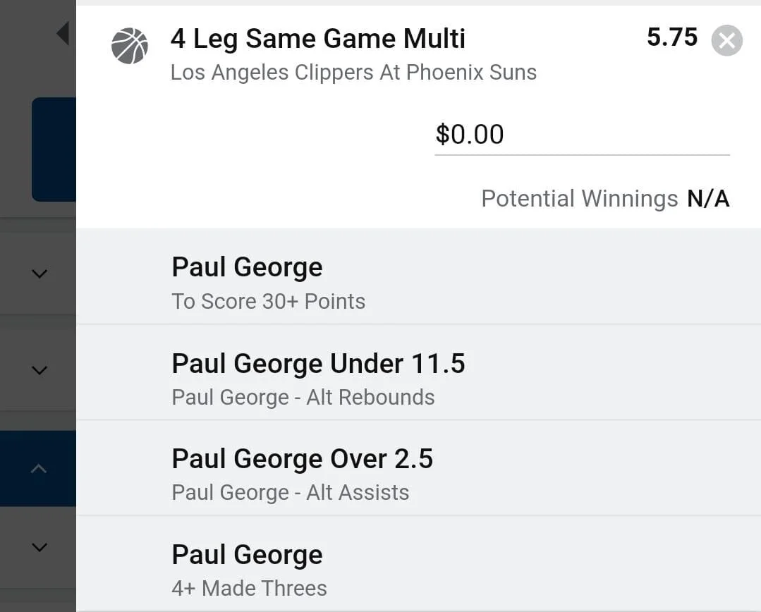Paul George 2 units. Take odds over $4.5