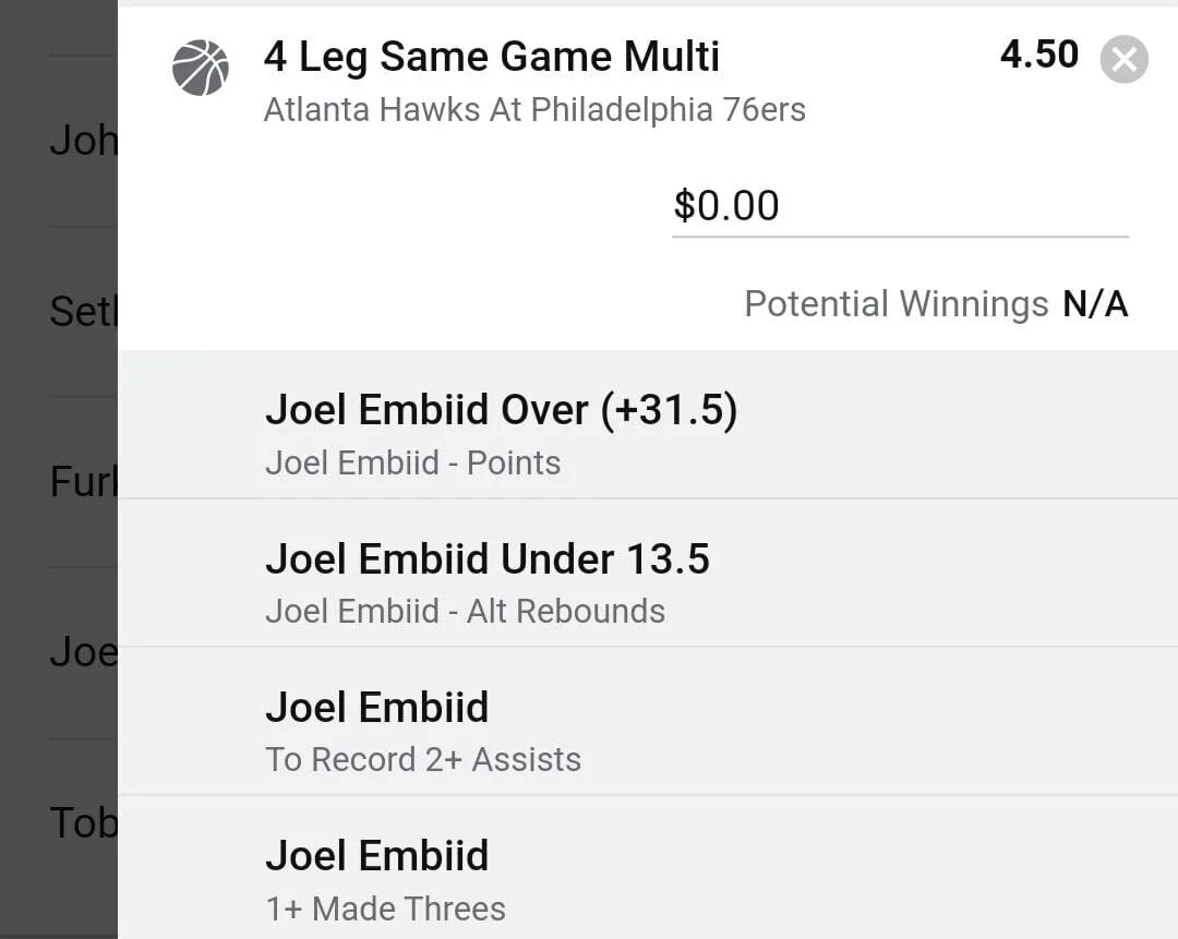 Joel Embiid 2 units. Take odds over $3.5