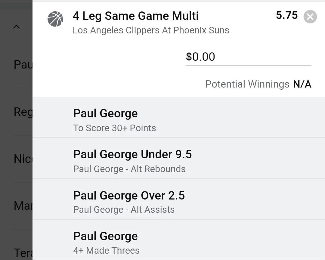 Paul George 2 units. Take odds over $4.5