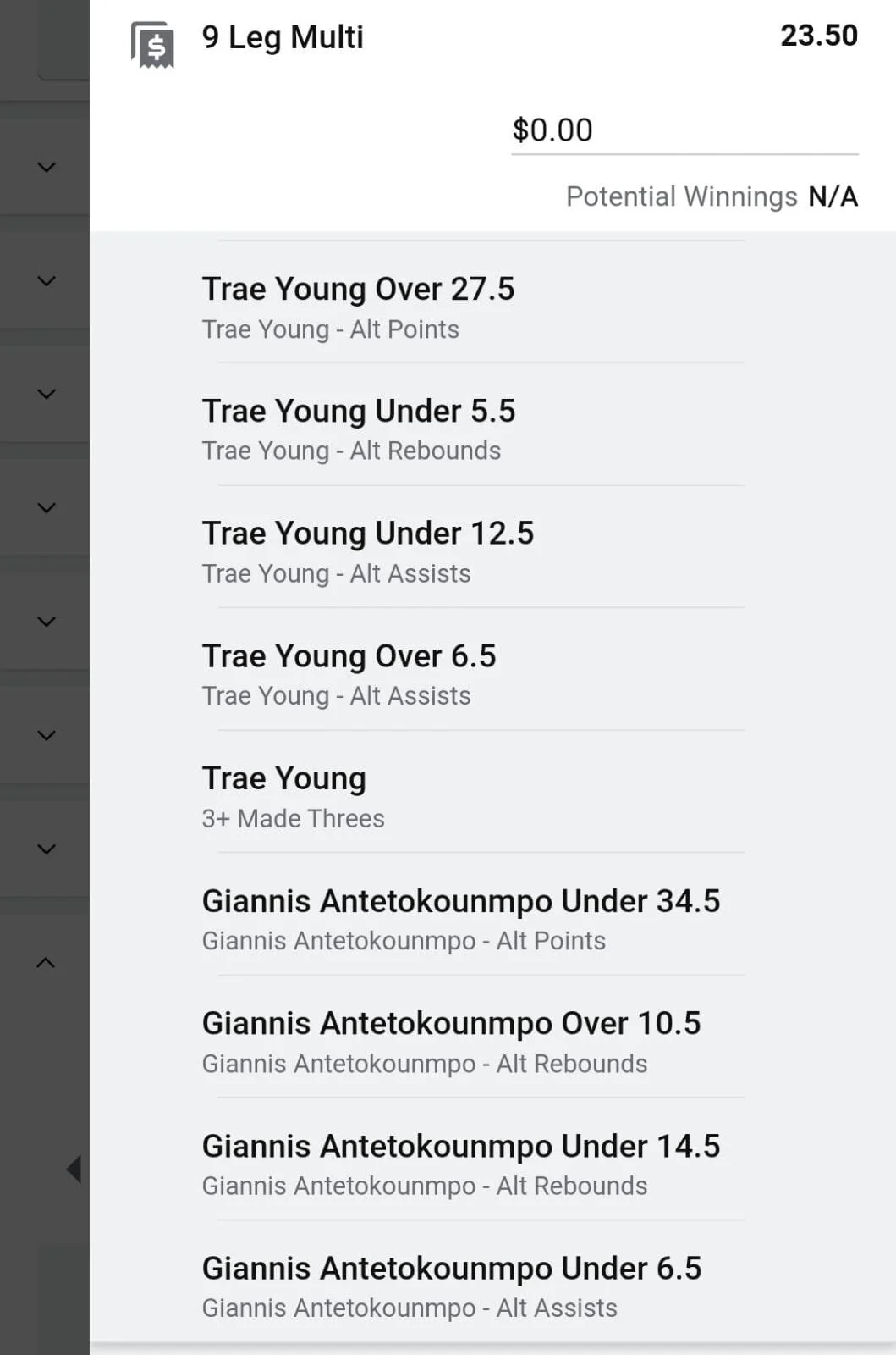 Trae x Giannis 1 unit. Take odds over $12