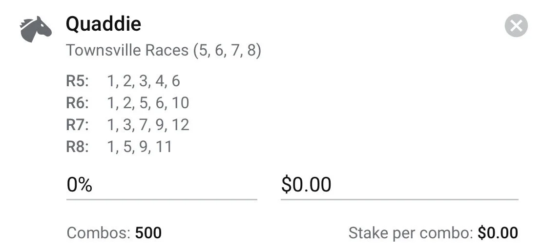 Townsville Quaddie - Stake 2 Units, Best Book ANY