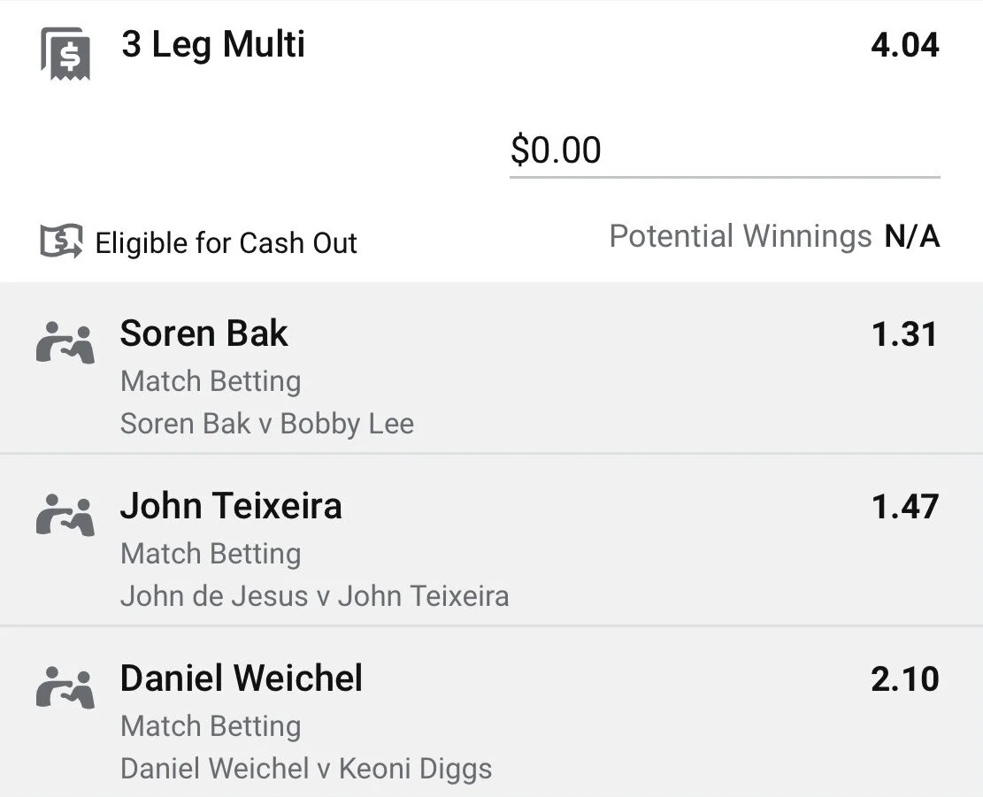 Bellator Multi - Stake 1.5 Units, Minimum Odds 3.6, Best Book - Sportsbet