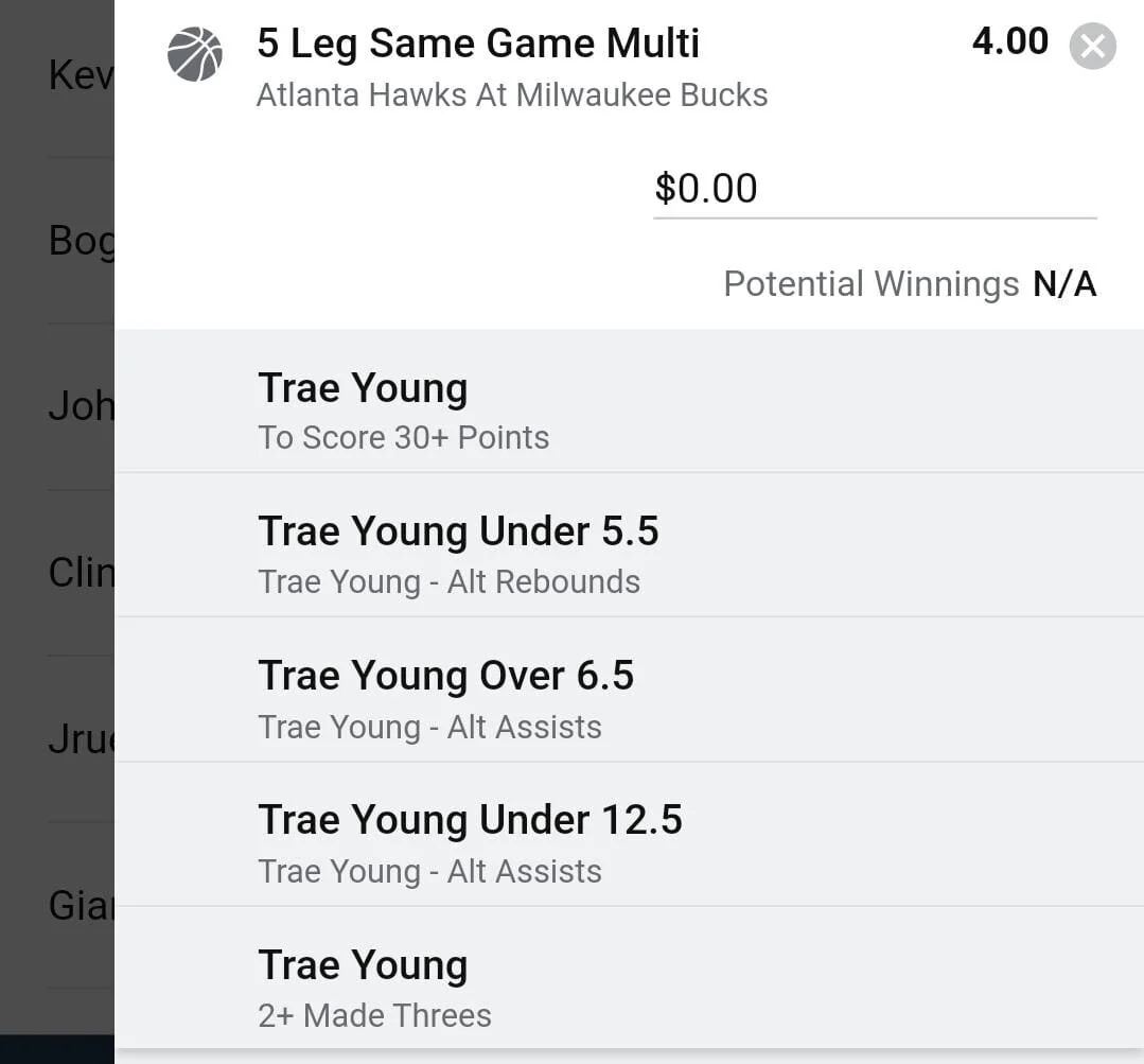 Trae Young 2 units. Take odds over $3