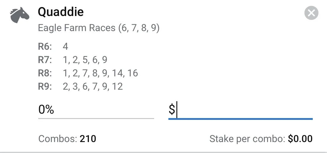 Eagle Farm Quaddie - Stake 2 Units, Best Book ANY