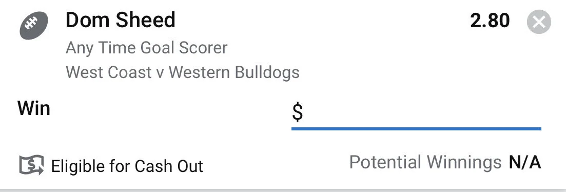 Sheed ATG - Stake 2 Units, Minimum Odds 2.5, Best Odds Sportsbet