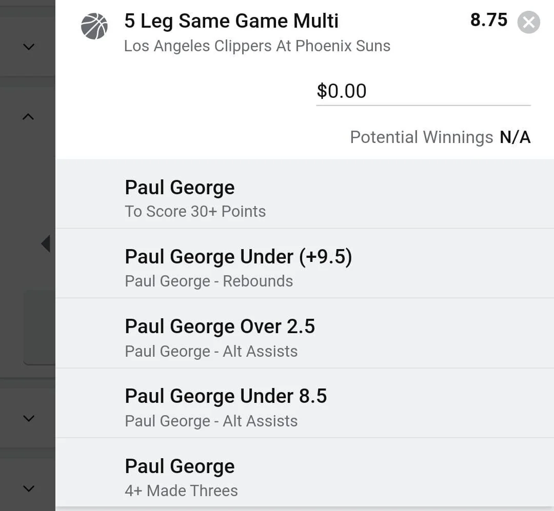 Paul George 2 units. Take odds over $6. He's hit this line in 3 playoff games this post season including game 1 vs the Phoenix Suns.