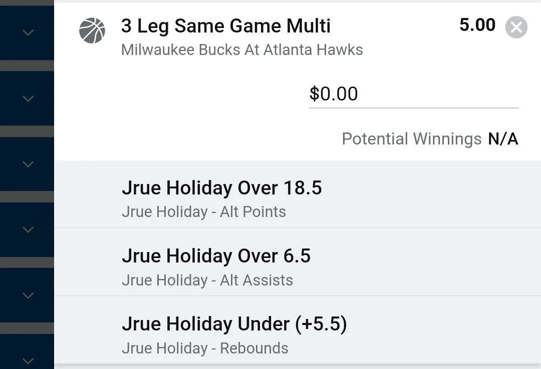 Jrue Holiday 2 units. Take odds over $3.5. Jrue has hit this line in 19 of 78 games this season (regular and post season combined) He's really performed well in matchups with the Hawks and hit this line in 4 of 6 contests vs the Hawks.