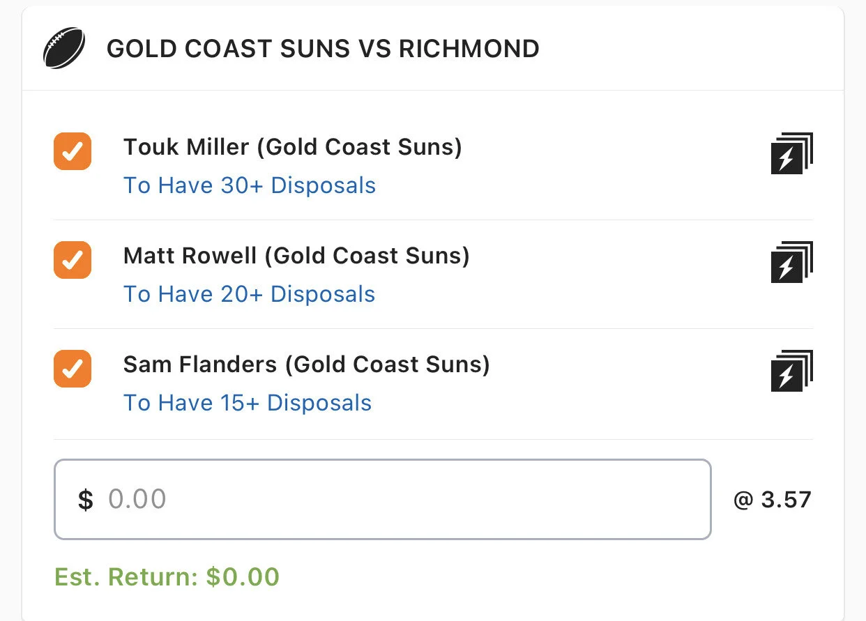 Suns SGM - Stake 2.5 Units, Minimum Odds 3.3, Best Book Lads/Neds