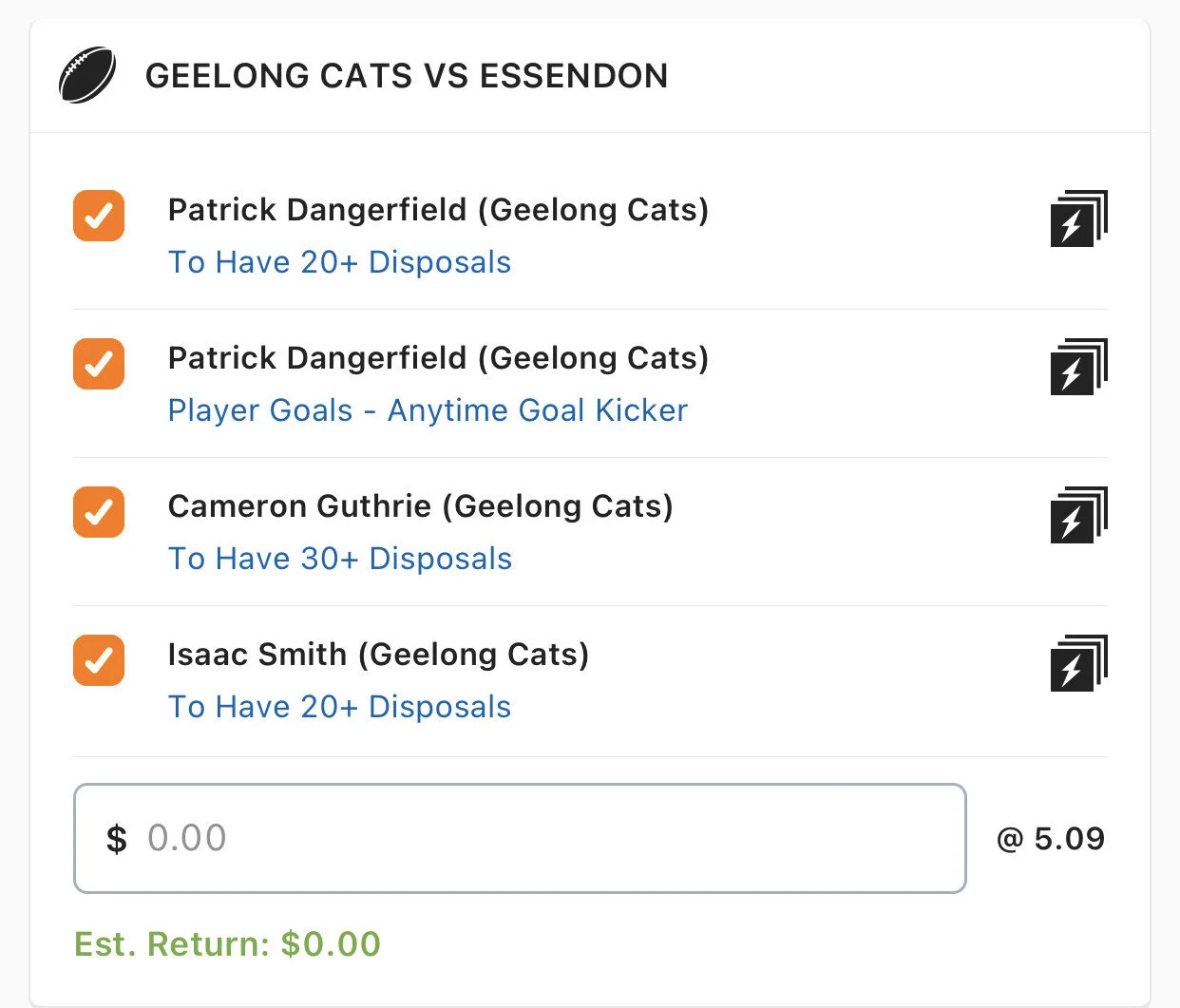 Cats SGM - Stake 1.5 Units, Minimum Odds 4.4, Best Book Lads/Neds