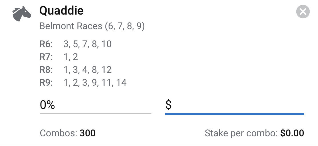 Belmont Quaddie - Stake 2 Units, Best Book ANY