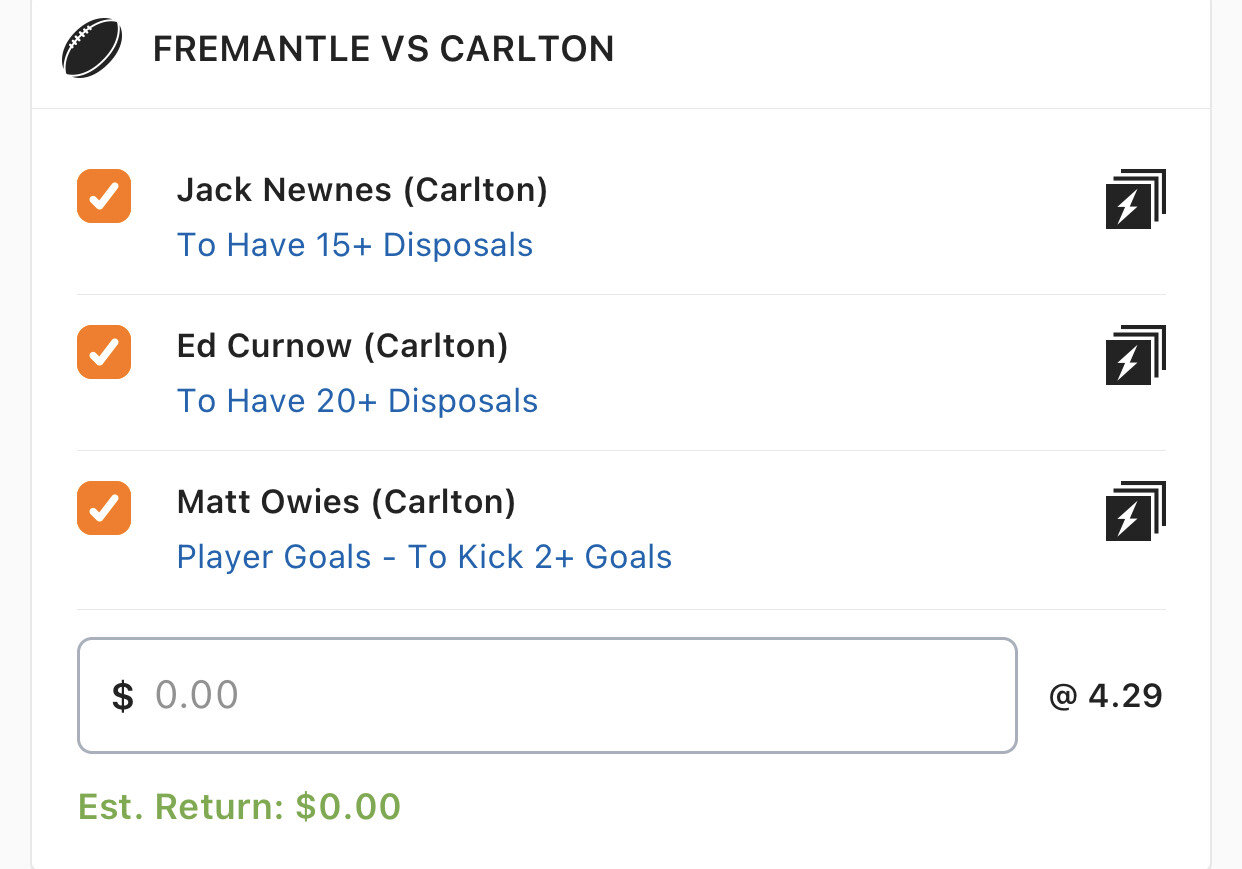 Blues SGM - Stake 1.5 Units, Minimum Odds 3.6, Best Odds Lads/Neds