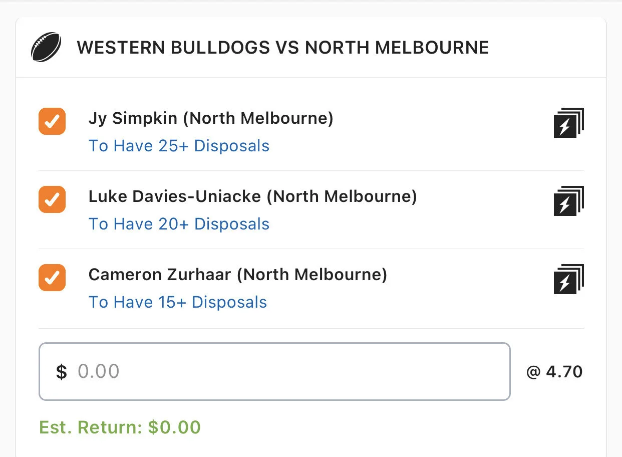 Kangas SGM - Stake 1.5 Units, Minimum Odds 3.9, Best Book Lads/Neds