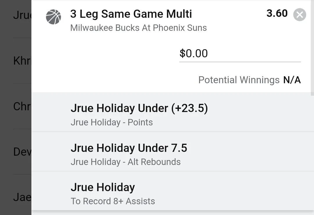 Jrue Holiday 3 units. Take odds over $2.5