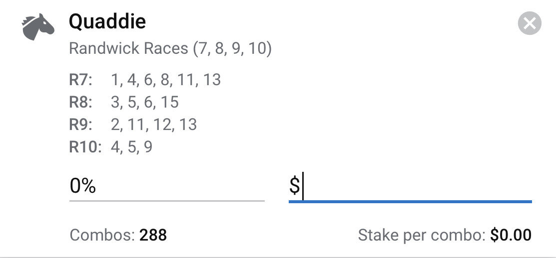 Quaddie - Stake 2 Units, Best Book ANY