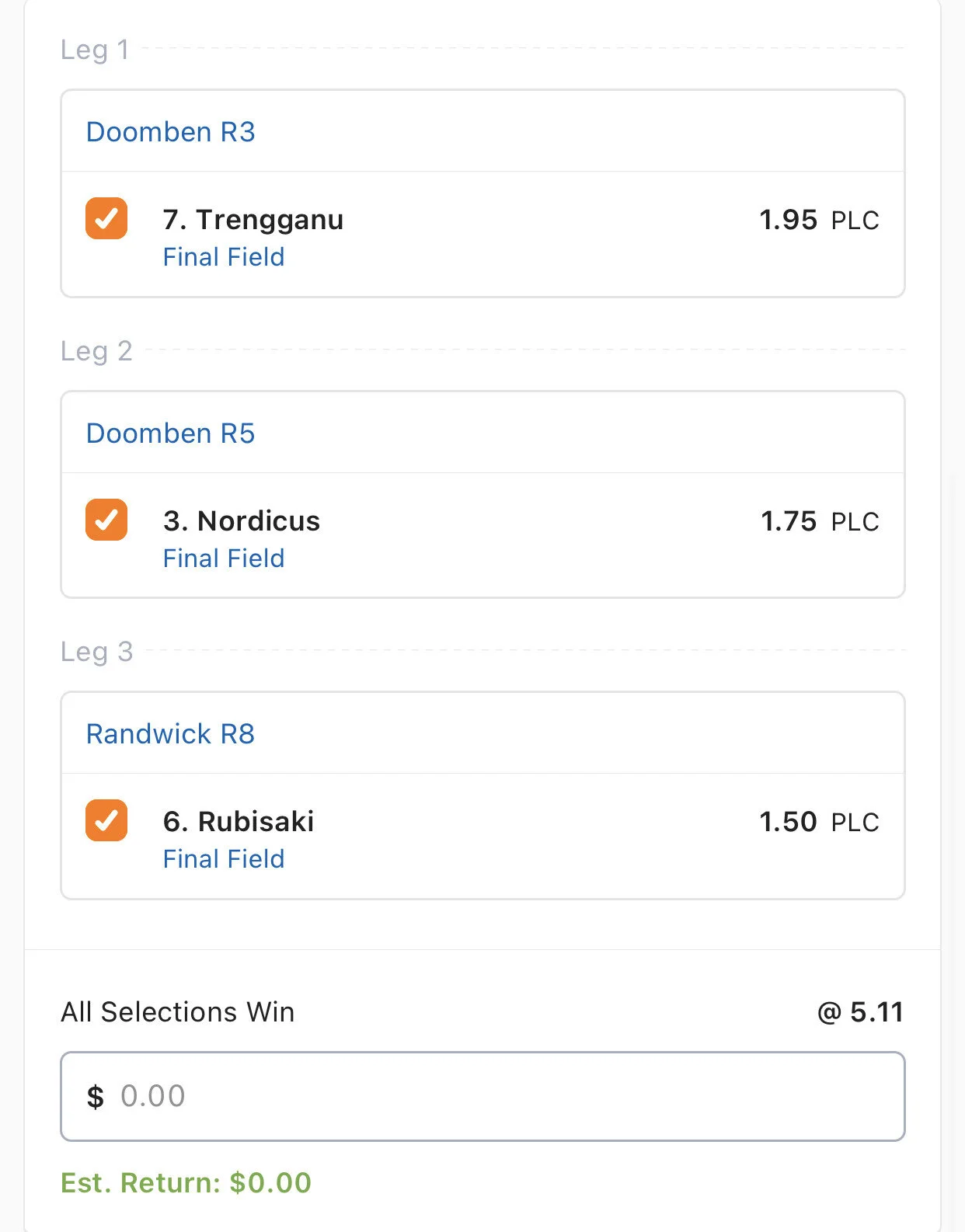 Place Multi - Stake 1 Unit, Minimum Odds 4.75, Best Book Lads/Neds