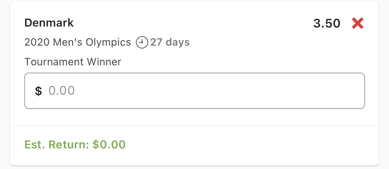 Handball Men - Denmark Tournament WIN - Stake 2 Units, Minimum Odds 3, Best Book Lads/NedsI love this sport once every four years, and I have done some digging and watched some highlights of the Euro Championships, and Denmark looks like the team to beat in the men. Have fun putting some money on this sport and watching what a pretty fast-paced Sport is. I always look for local places to play it every four years after the Olympics, haha.