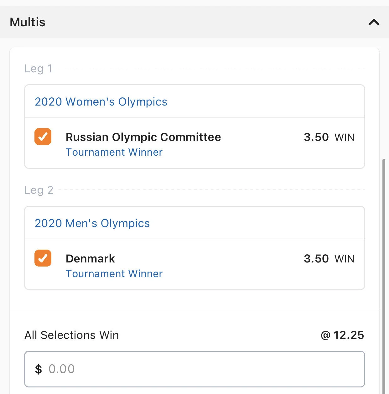 Handball Men’s WIN & Women’s WIN Multi - Stake 0.5 Units, Minimum Odds 10.5, Best Book Lads/NedsBecause I know everyone will love some Multi’s throughout this 2 weeks of action, if we go 2/2 in the Handball we are crushing!