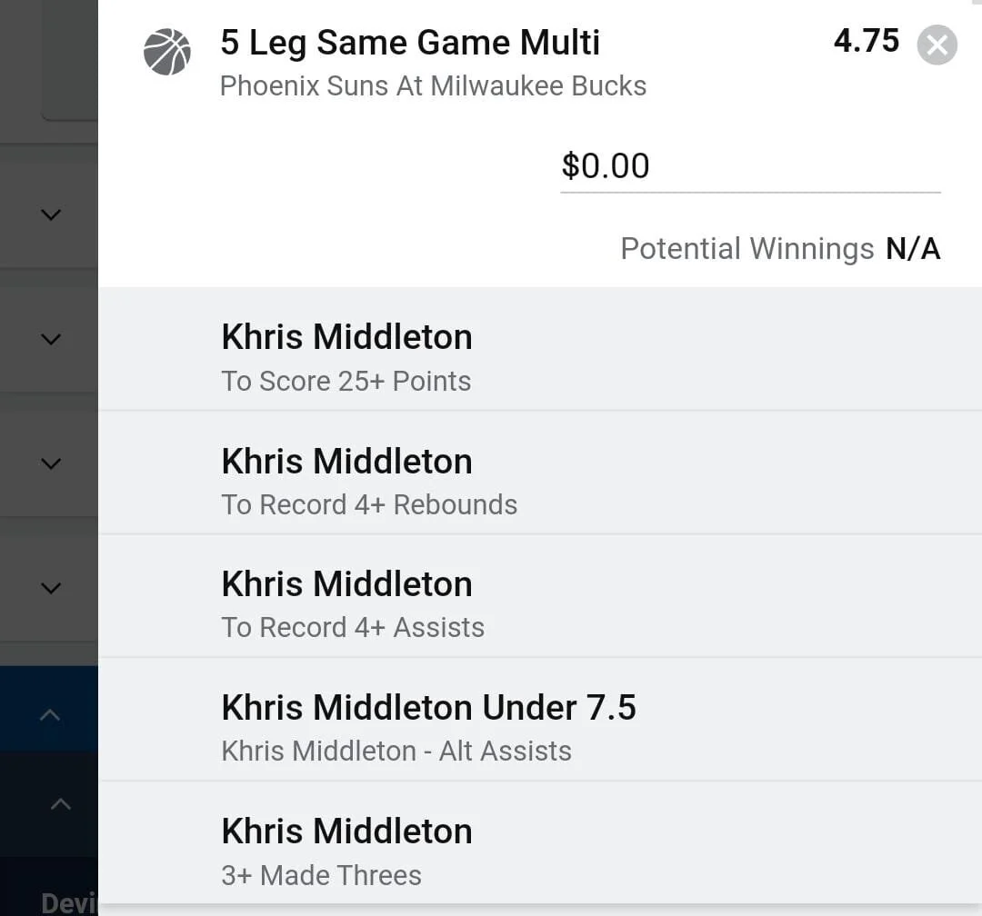 Khris Middleton 2 units. Take odds over $3
