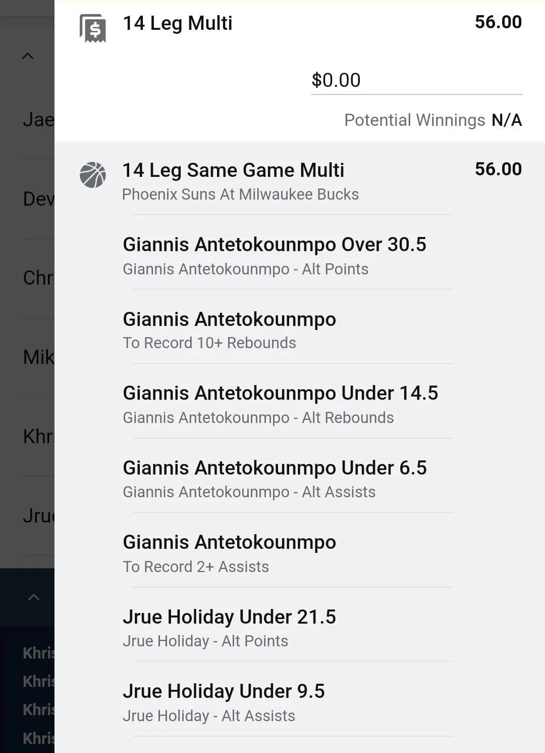 Giannis x Jrue x Khris 1 unit. Take odds over $35