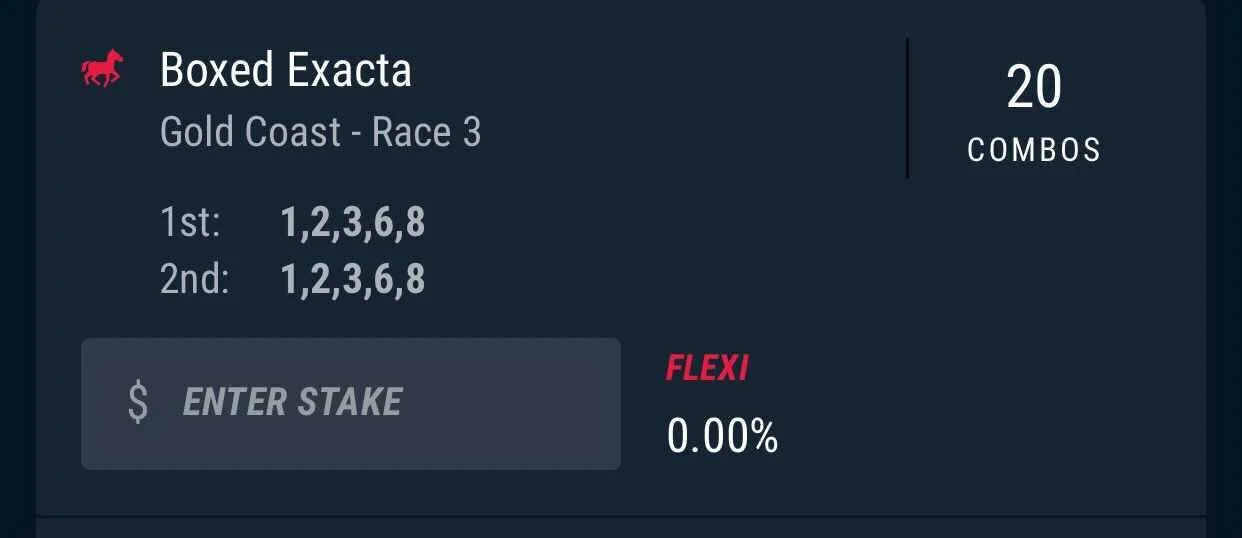 Race 3 Exacta, Stake 1.5 Units, Best Book PointsBet.