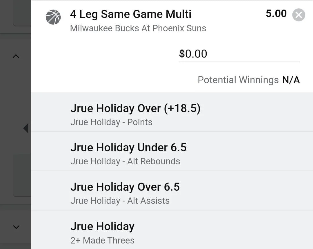 Jrue Holiday 2 units. Take odds over $4