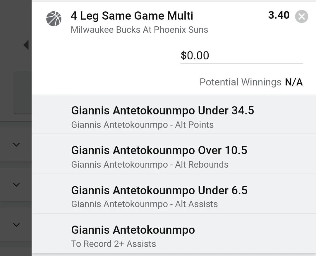 Giannis 3 units. Take odds over $2.5