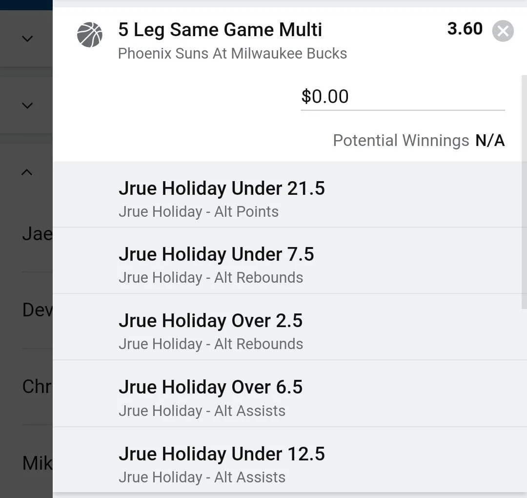 Jrue Holiday 3 units. Take odds over $2.5Has hit this line in 11 post season games out of 22. 4 out of 5 games in the series vs the Suns.