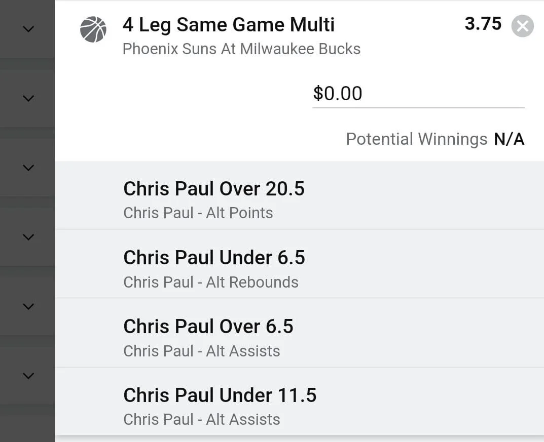 Chris Paul 3 units. Take odds over $2.5Has hit this line in 8 out of 19 playoff games. Including 3 out of 5 vs the Bucks.