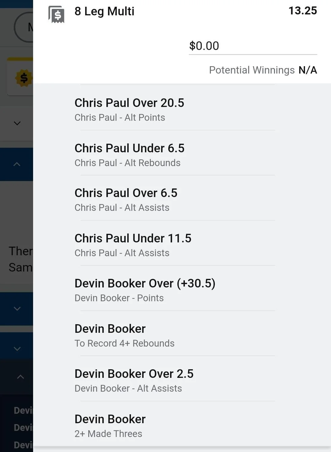 CP3 x Booker 1 unit. Take odds over $8They have combined to hit these lines together in 4 playoff games this year. Including games 2 and 5 of the NBA finals vs the Bucks.Chris Paul18.8ppg 3.6rpg 8.7apgDevin Booker 27.7ppg 5.8rpg 4.5apg