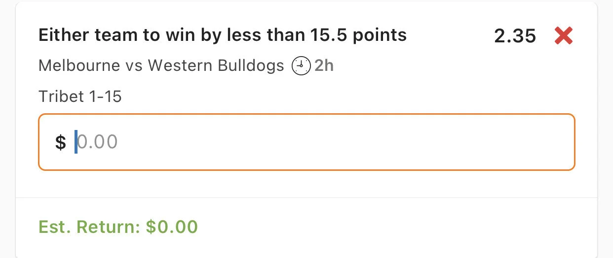 Either team WIN by less than 16 - Stake 2 Units, Minimum Odds 2.25, Best Book Lads/Neds