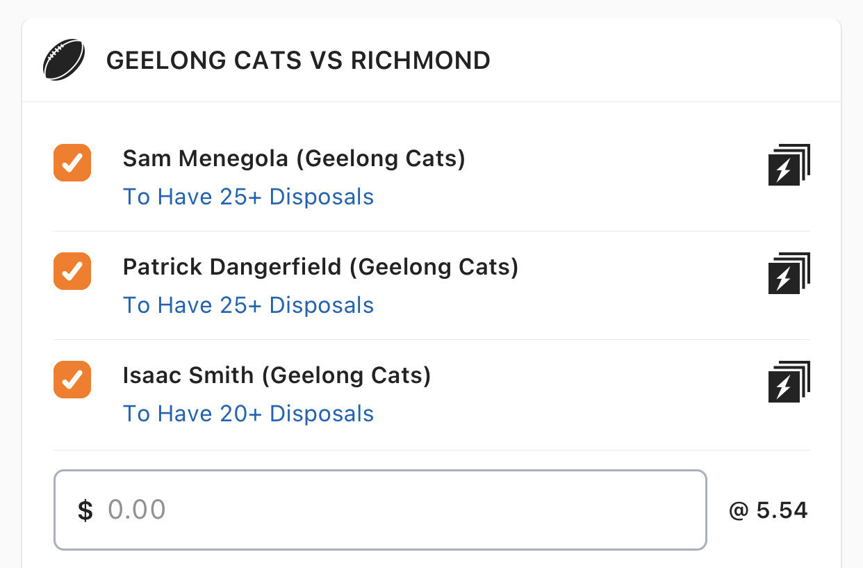 Cats SGM - Stake 1 Unit, Minimum Odds 5, Best Book Lads/Neds