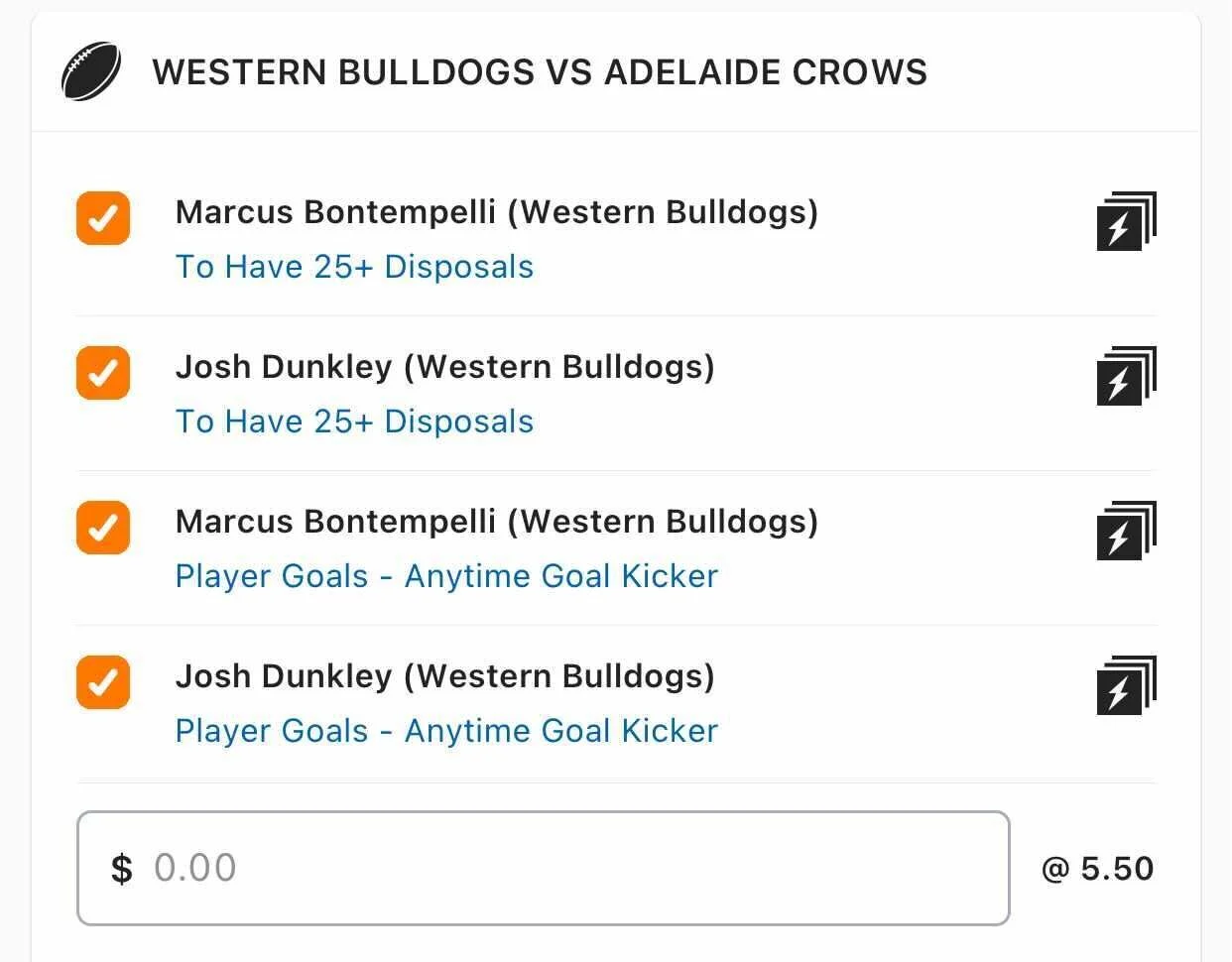 Dogs SGM, Stake 1.5 Units, Min Odds $4.75, Best Book Lads/Neds