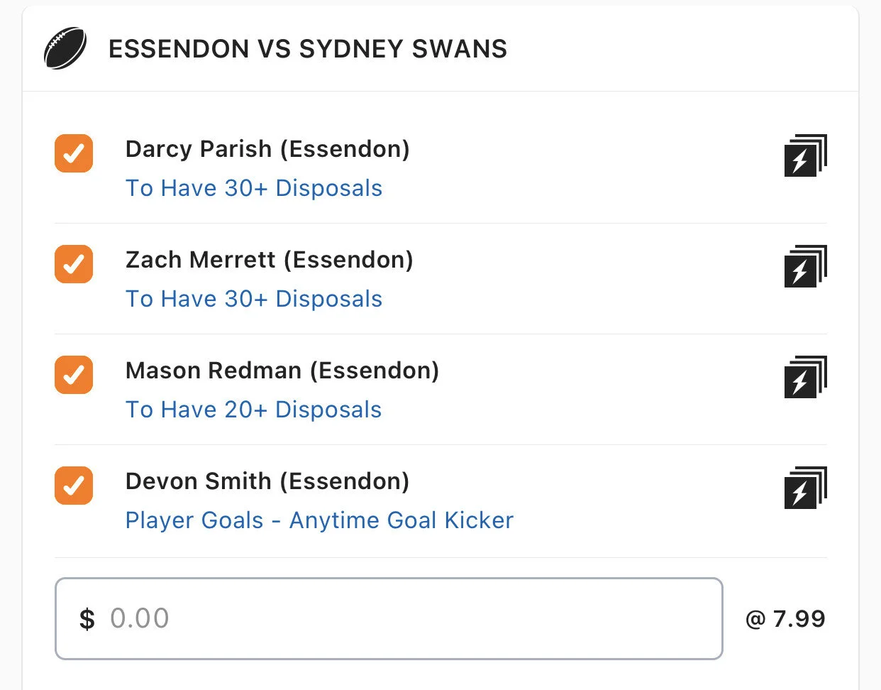 Bombers SGM - Stake 1 Unit, Minimum Odds 7, Best Book Lads/Neds