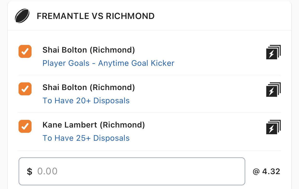 Tigers SGM - Stake 2 Units, Minimum Odds 3.75, Best Book Lads/Neds