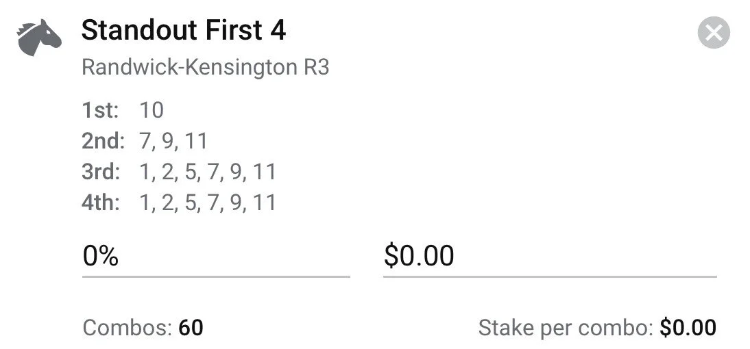 Race 3 - First 4 - Stake 1.5 Units, Best Book ANY