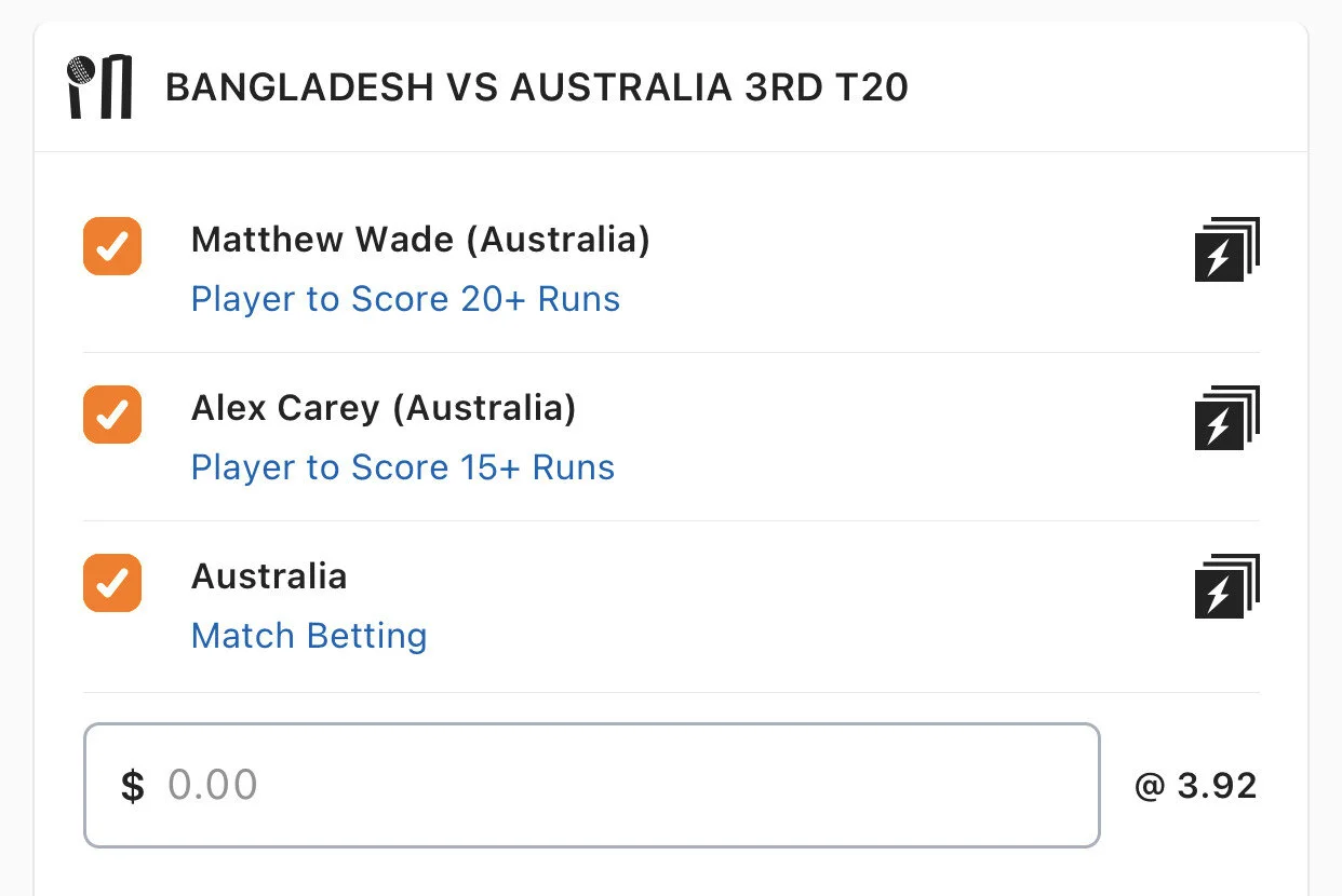 Aussie SGM - Stake 1.5 Units, Minimum Odds 3.2, Best Book Lads/Neds