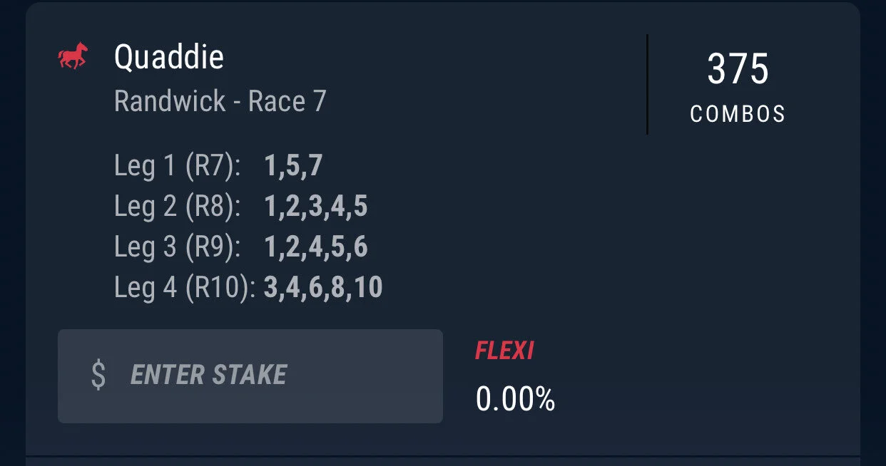 Quaddie - Stake 2 Units, Best Book Pointsbet (Best Tote)