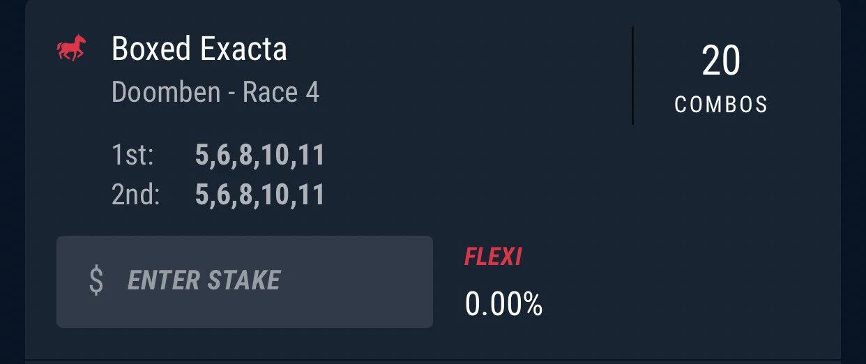 Race 4 - Exacta - Stake 2 Units, Best Book Pointsbet (Best Tote)