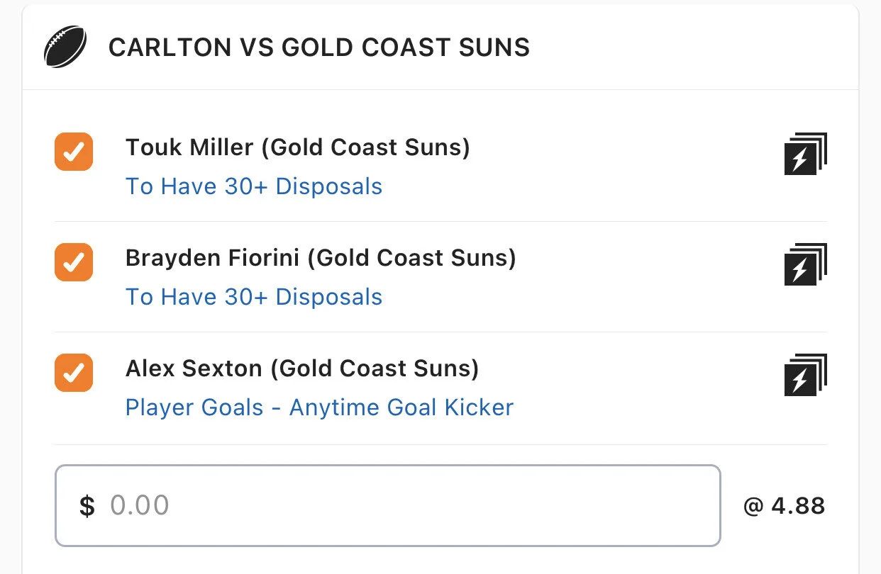 Suns SGM - Stake 1.5 Units, Minimum Odds 4.3, Best Book Lads/Neds