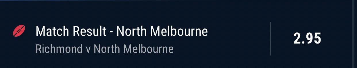 North WIN - Stake 1.5 Units - Minimum odds 2.8 - Best Book Pointsbet