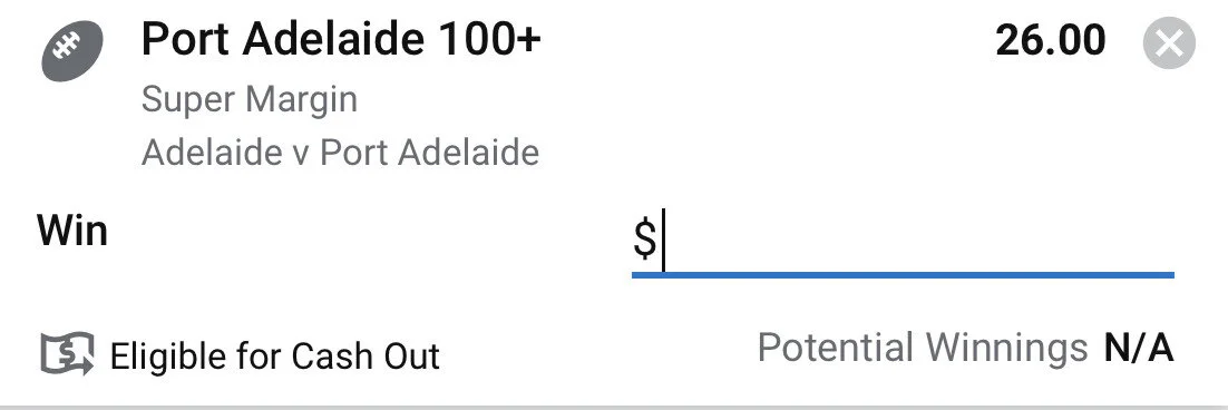 Port WIN 100+ Stake 1.5 Units - Minimum Odds 21 - Best Book Sportsbet