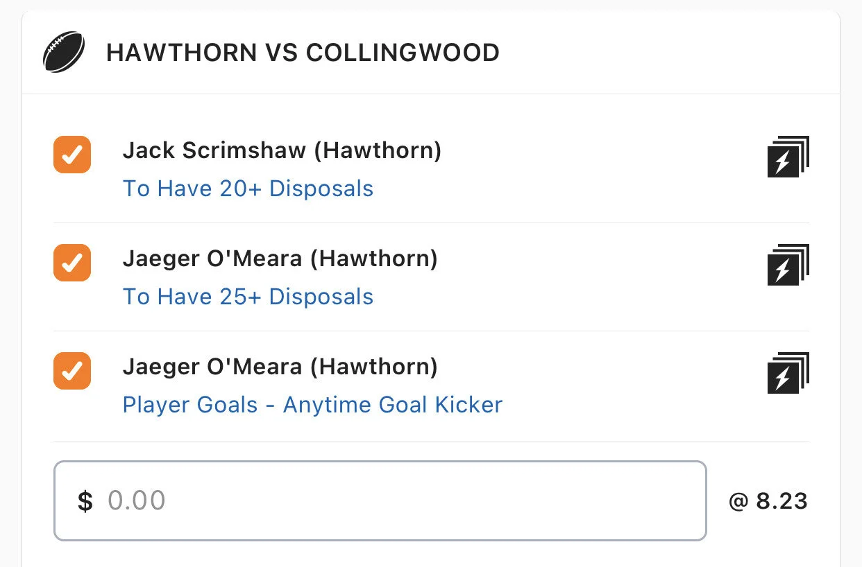 Hawks SGM - Stake 1 Unit - Minimum Odds 7 - Best Book Lads/Neds