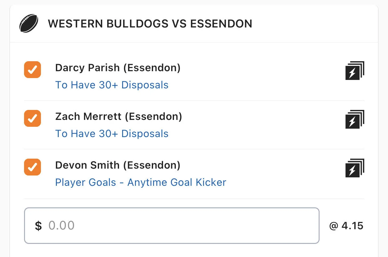 Bombers SGM - Stake 1.5 Units - Minimum odds 3.6 - Best Book Lads/Neds