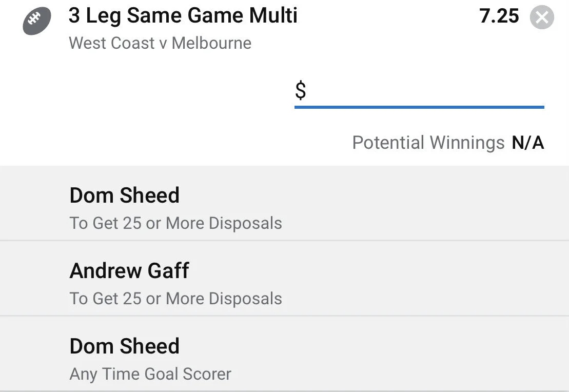 Eagles SGM - Stake 1 Unit - Minimum Odds 6.3 - Best Book Sportsbet