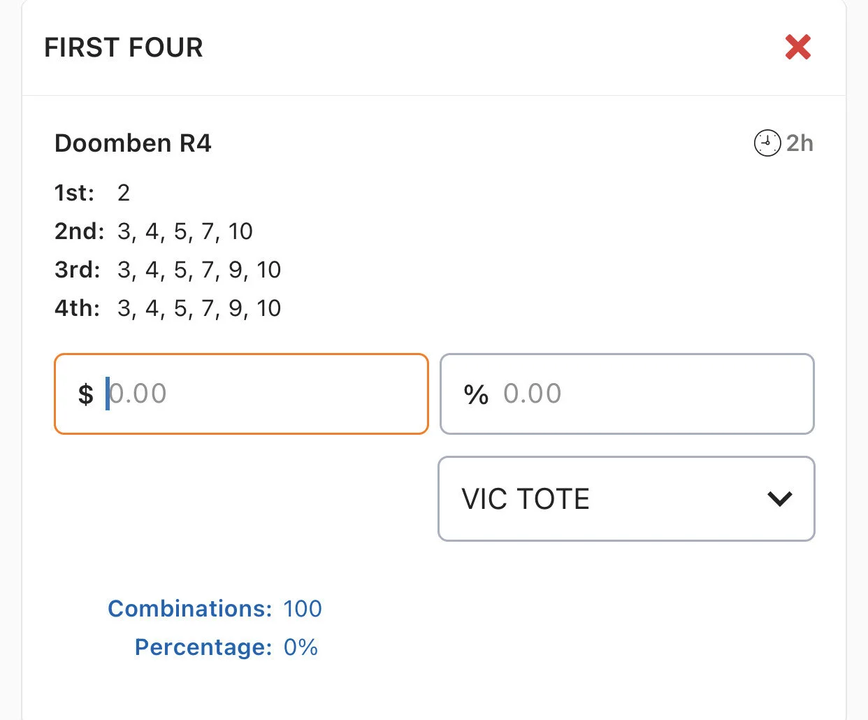 Race 4 - First 4 - Stake 1.5 Units, Best Book ANY