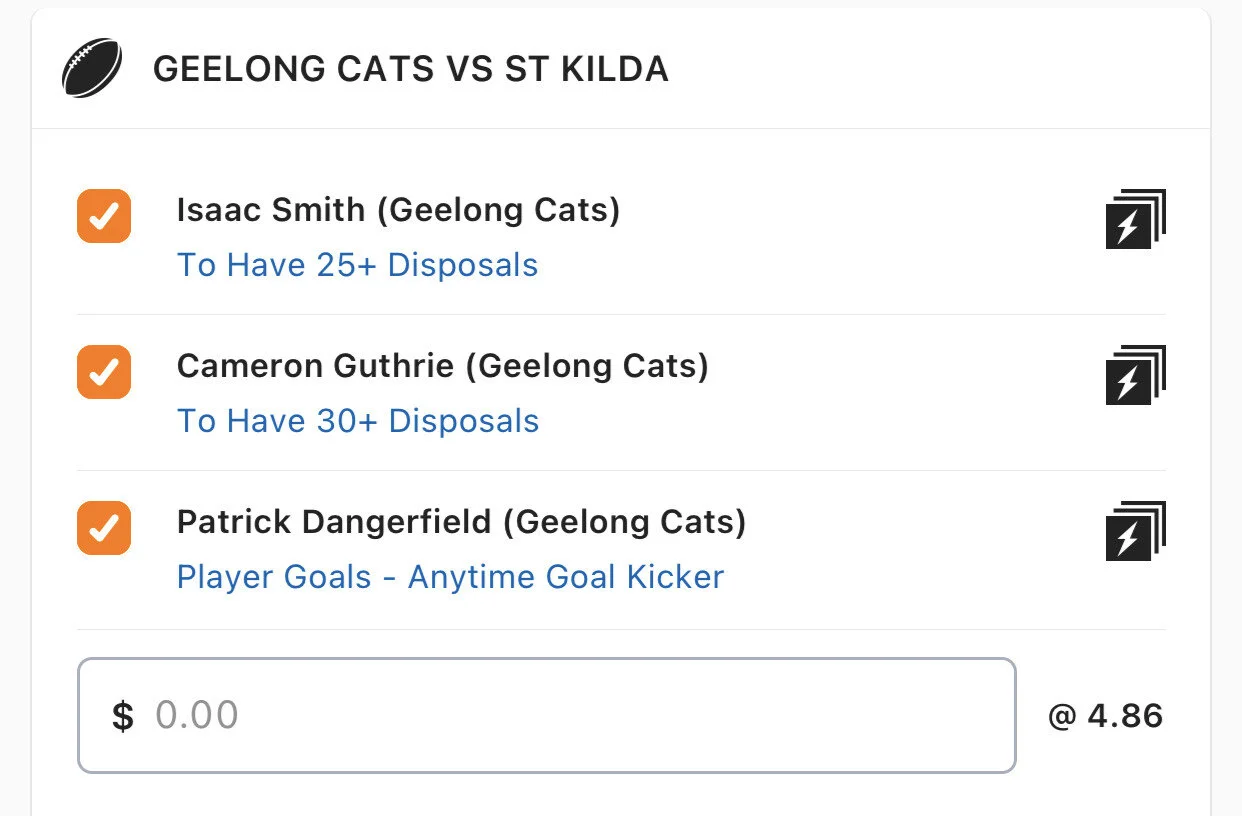 Cats SGM - Stake 1.5 Units - Minimum Odds 4.1 - Best Book Lads/Neds