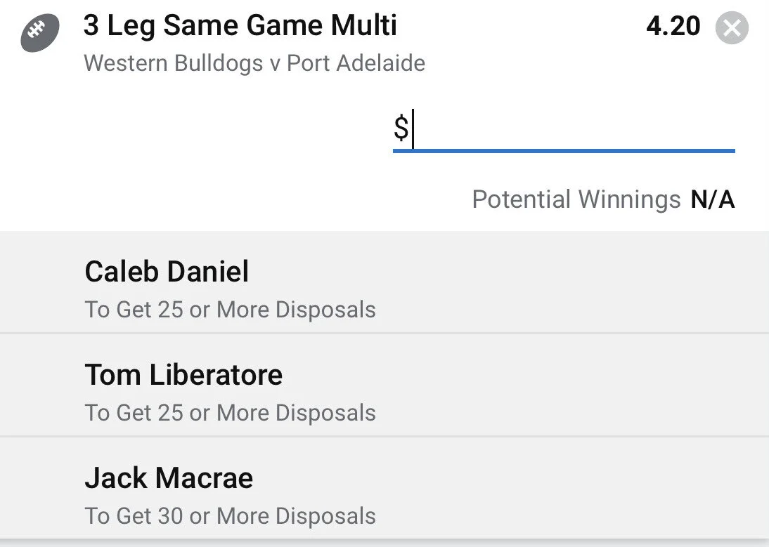 Dogs SGM - Stake 2.5 Units - Minimum Odds 3.5 - Best Book Sportsbet