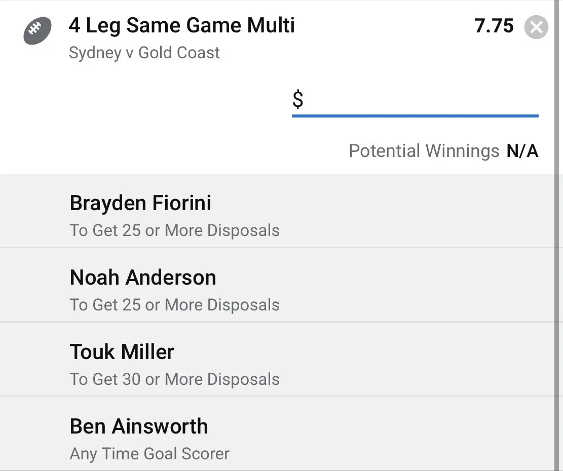 Suns SGM - Stake 1 Unit - Minimum Odds 7 - Best Book Sportsbet