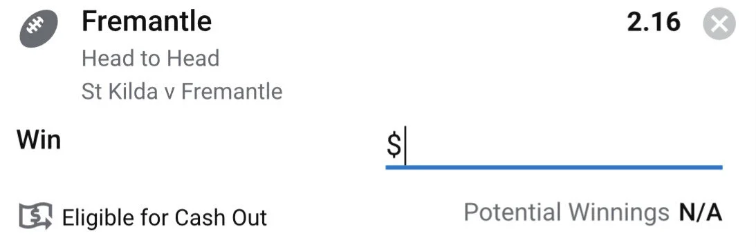 Freo WIN - Stake 2.5 Units - Minimum Odds 2.05 - Best Book Sportsbet