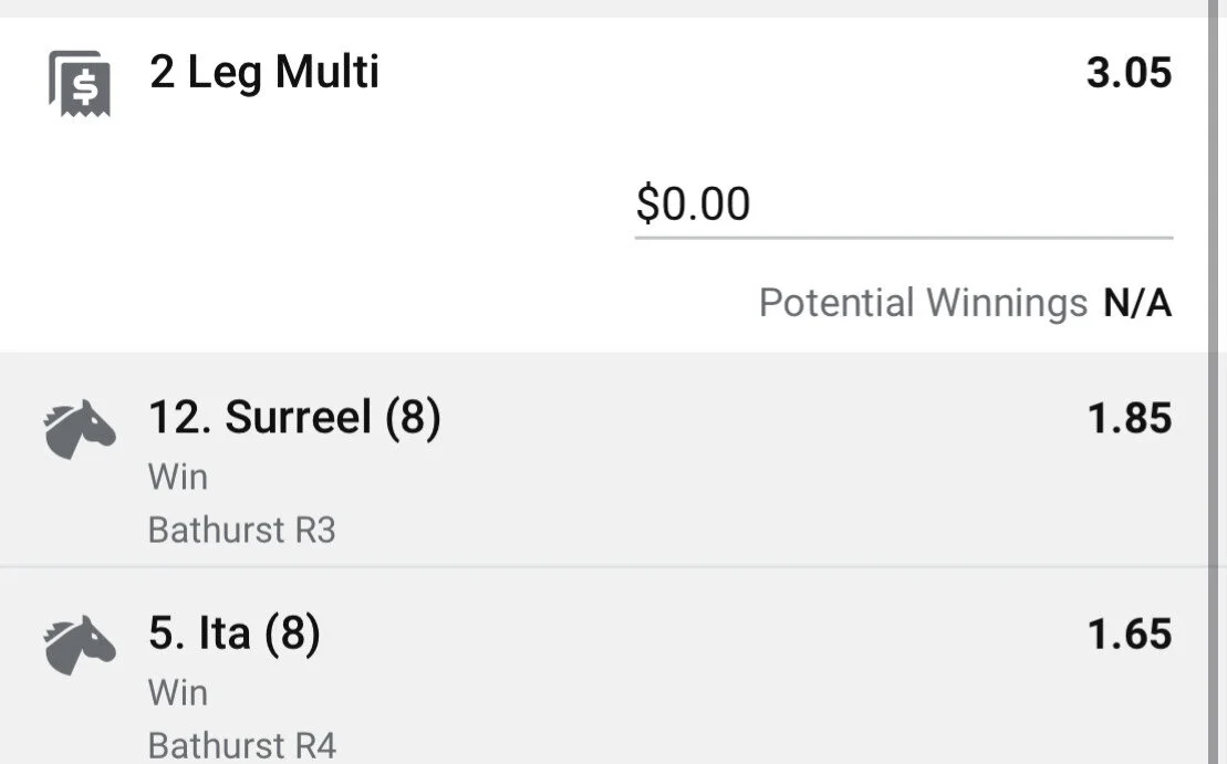 Win Double - Stake 1.5 Units - Minimum Odds 2.9 - Best Book Sportsbet